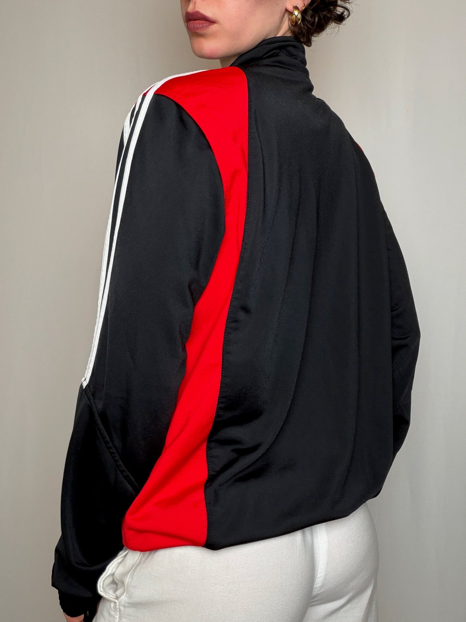 Jacket de sport noir et rouge Adidas XL vintage
