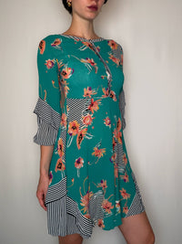 Robe Vert imprimé S/M vintage