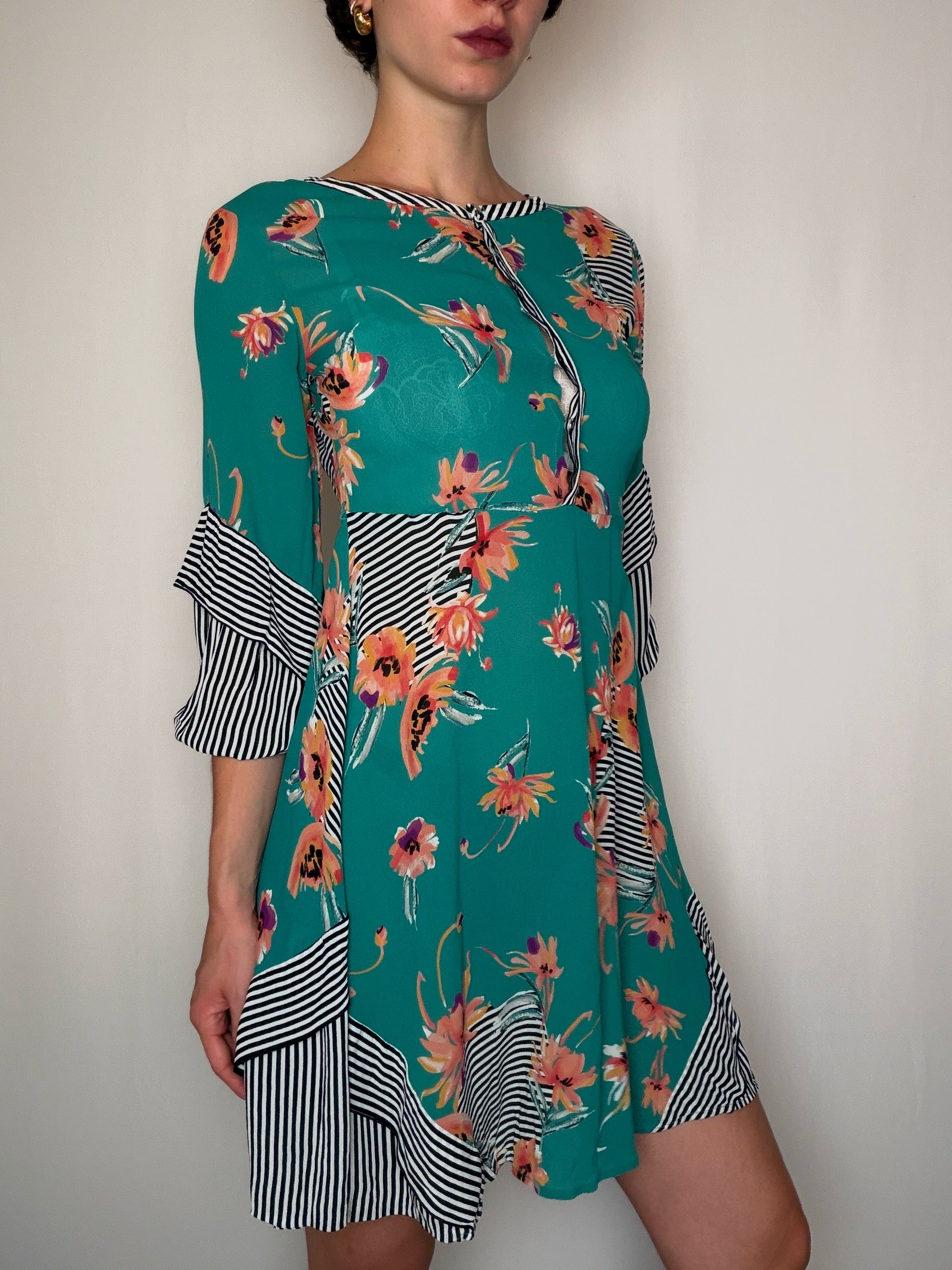 Robe Vert imprimé S/M vintage