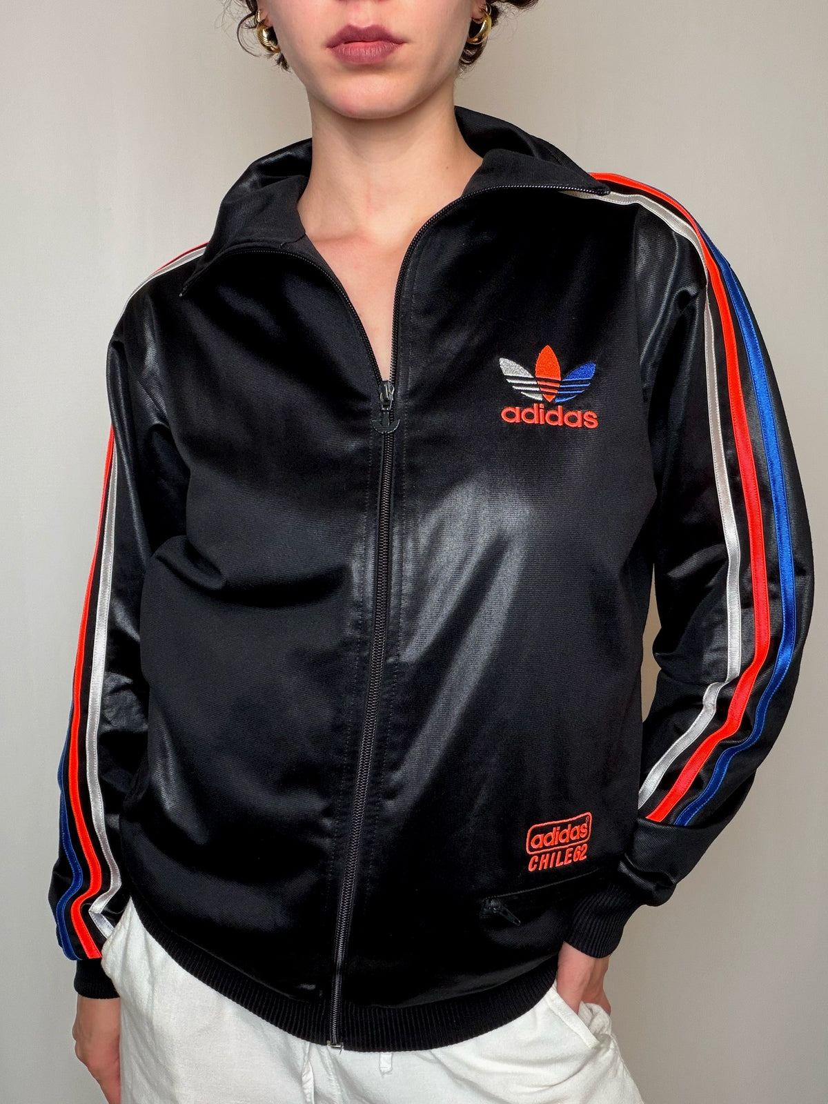Jacket de sport noir irisé Adidas S vintage