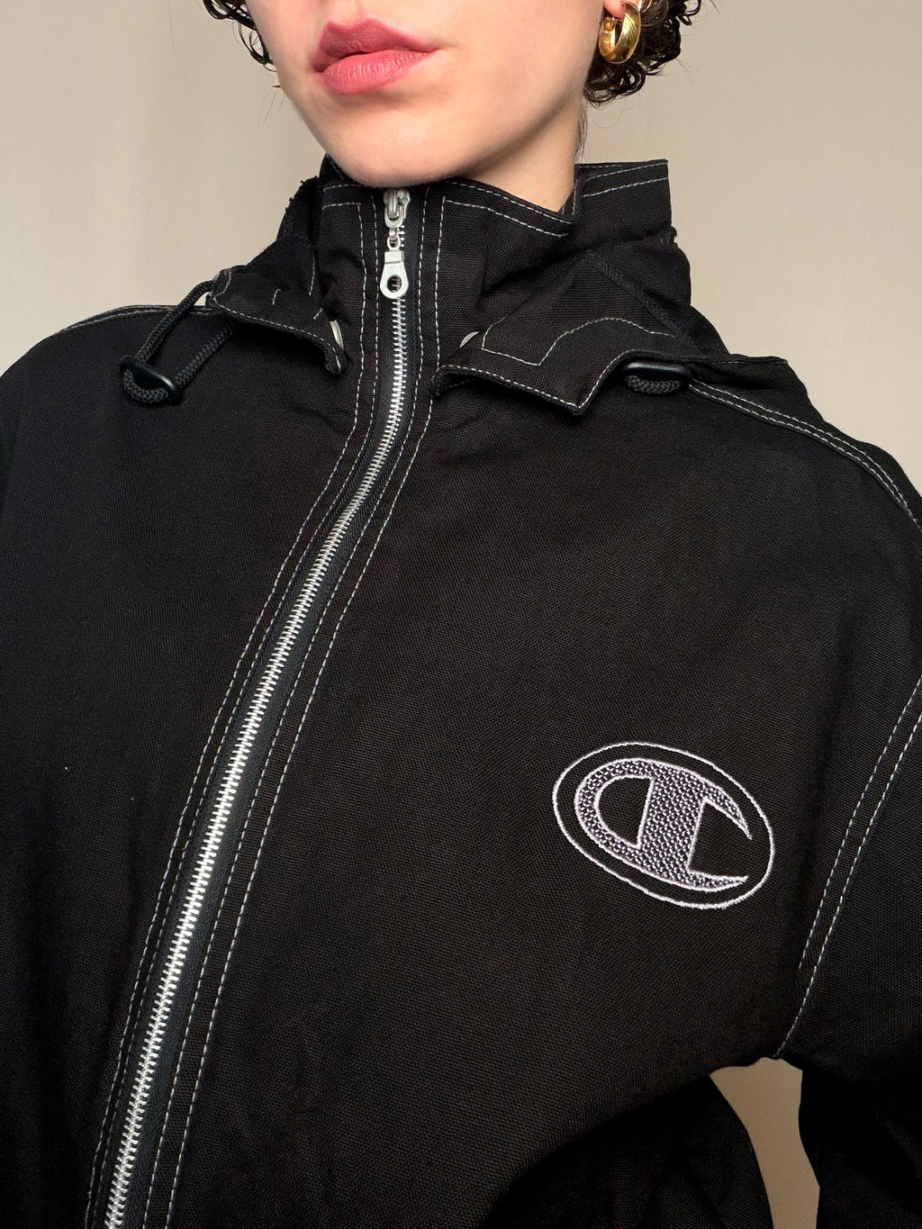 Jacket Noir Champion S vintage