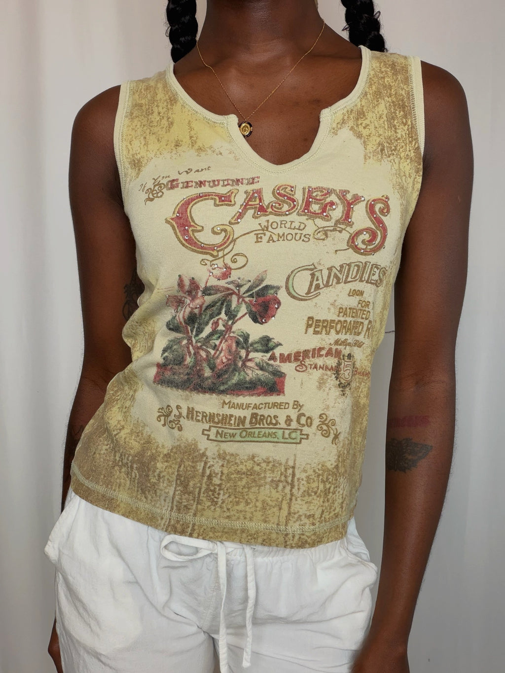 Tshirt imprimé beige Casey’s L vintage