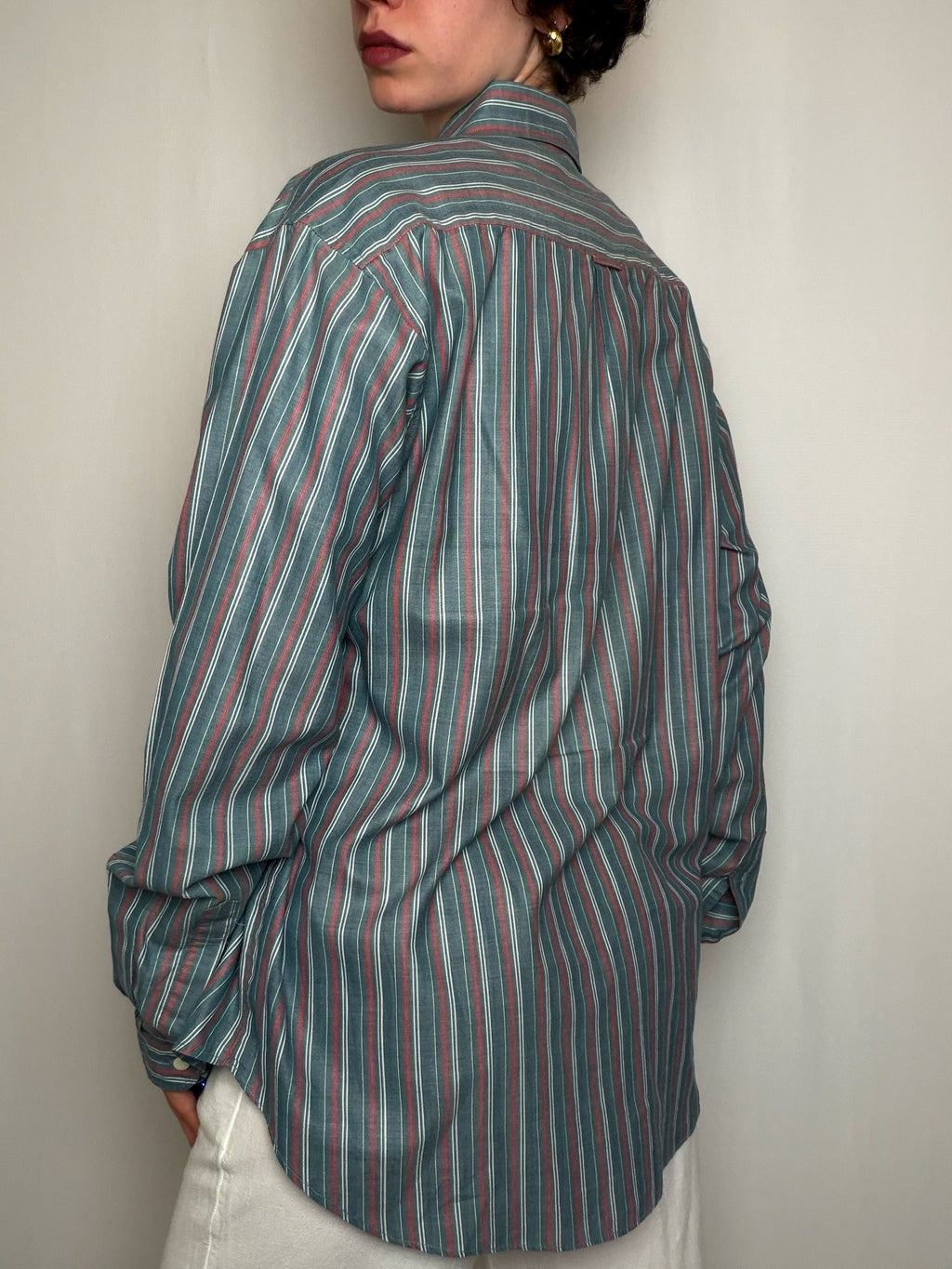 Chemise Rayé Bleu Pétrole / Bordeaux Ralph Lauren M/L vintage