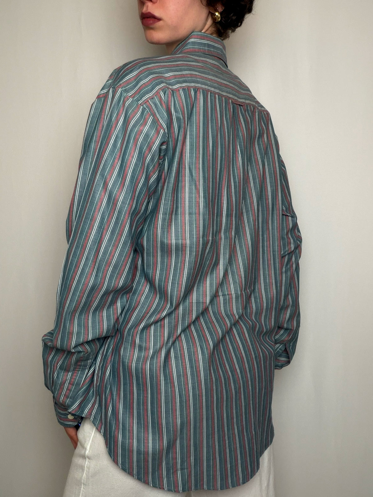 Chemise Rayé Bleu Pétrole / Bordeaux Ralph Lauren M/L vintage