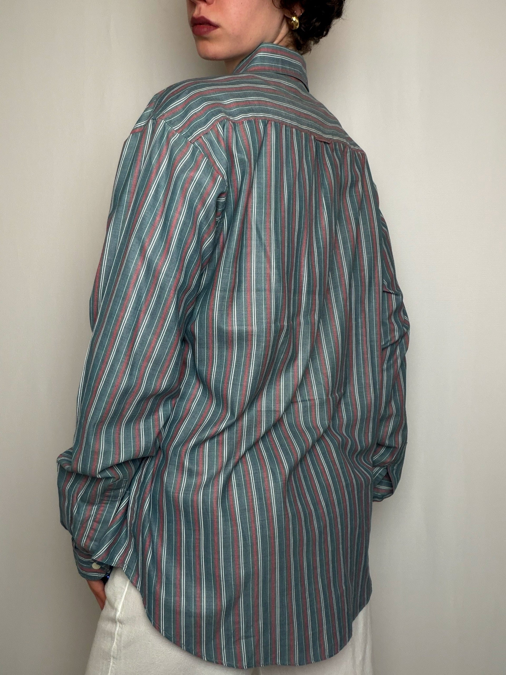 Chemise Rayé Bleu Pétrole / Bordeaux Ralph Lauren M/L vintage
