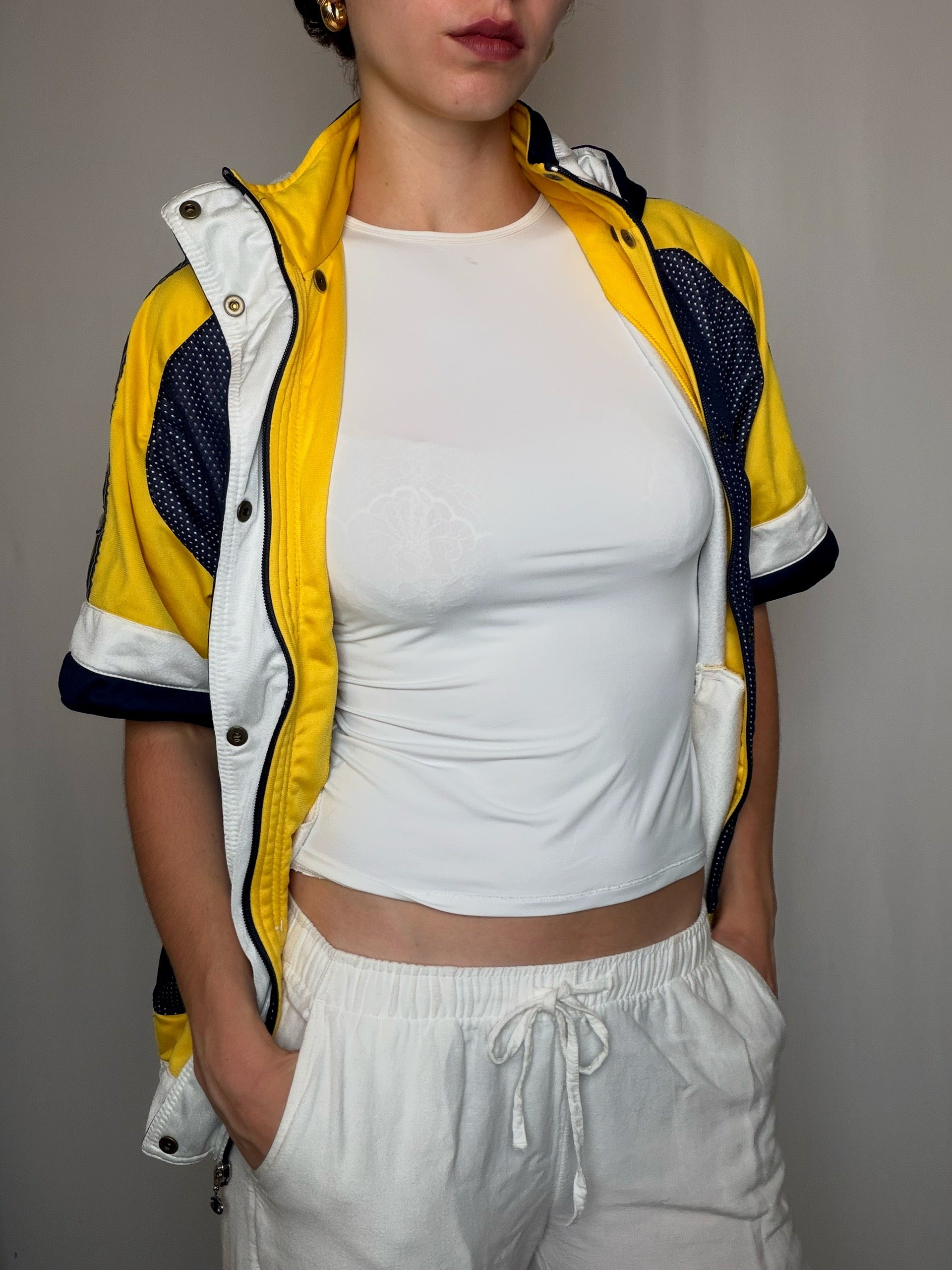 Jacket De Sport marine et jaune Champion S vintage