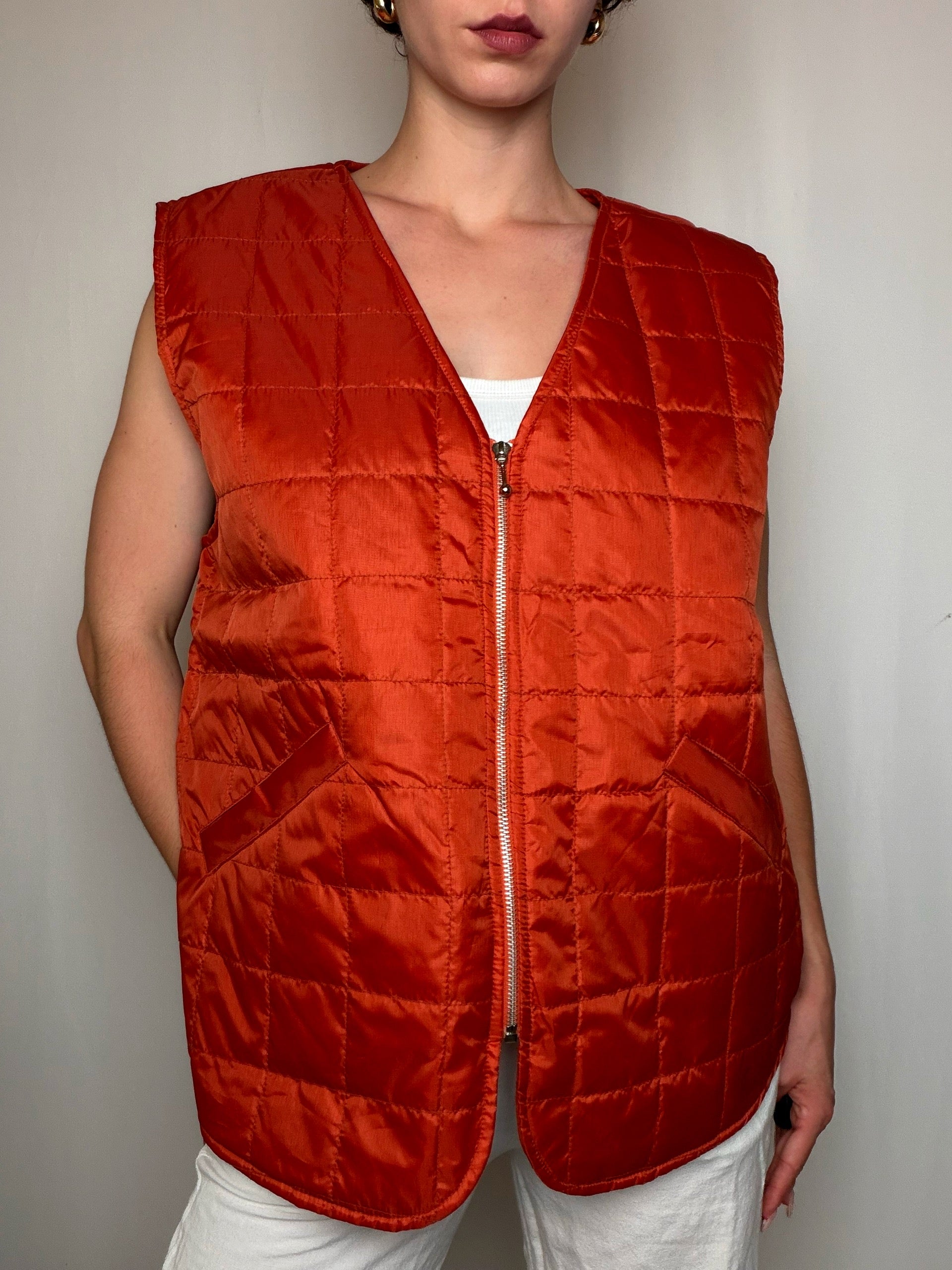 Gilet matelassé orange M vintage