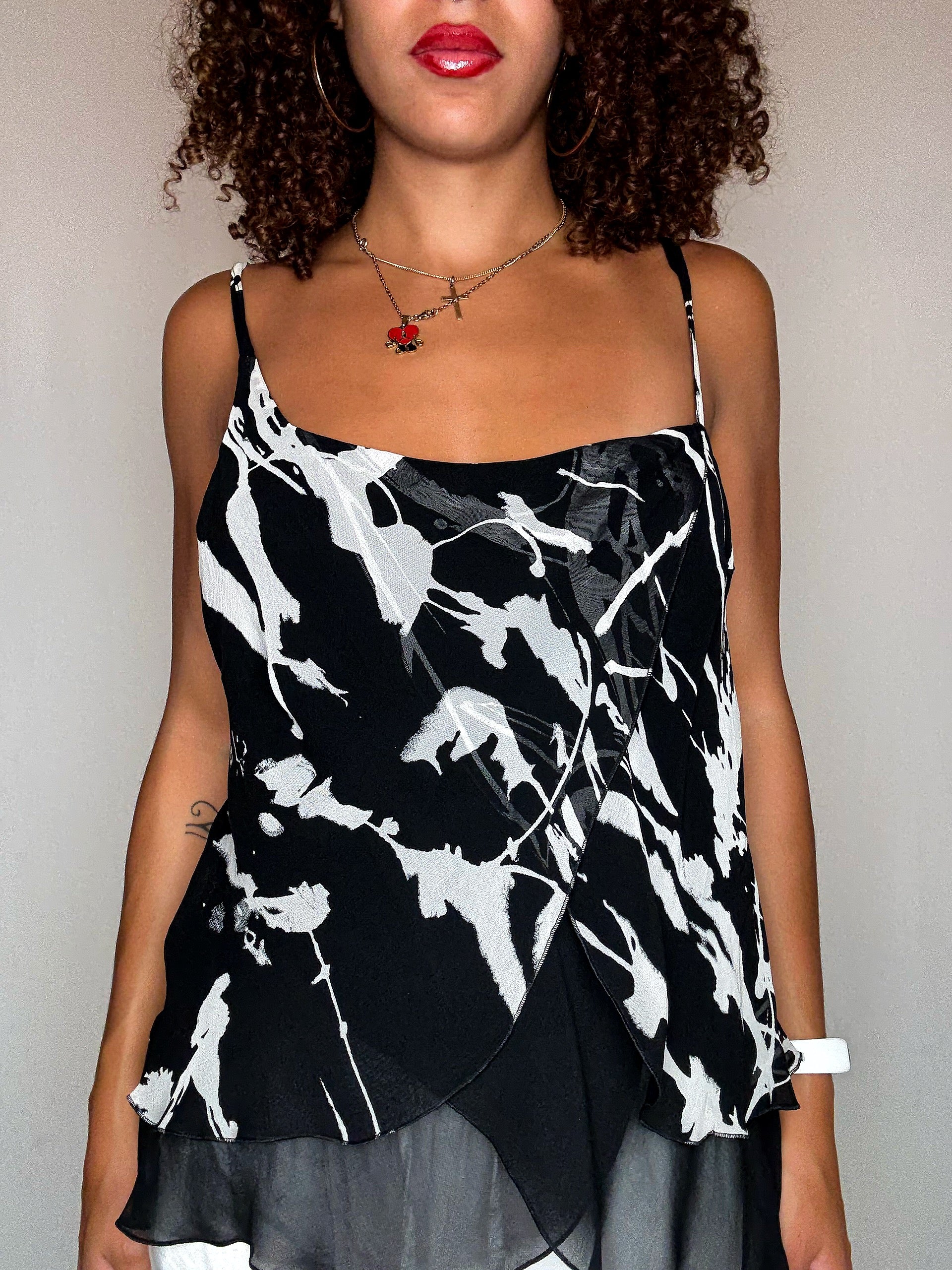 Top noir et blanc S vintage