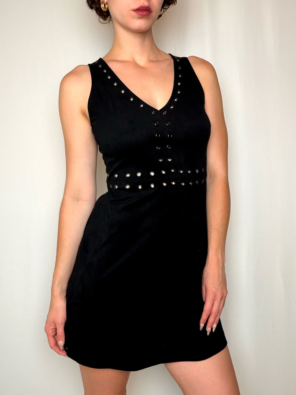 Robe effet daim noire S vintage