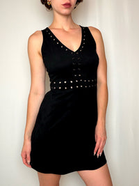 Robe effet daim noire S vintage