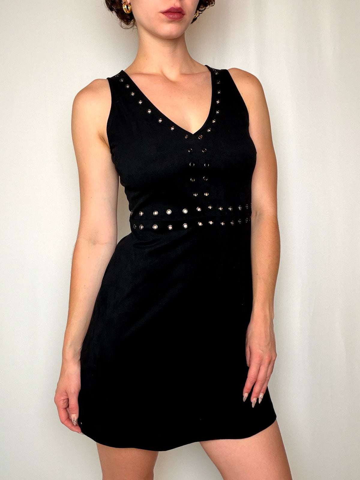 Robe effet daim noire S vintage