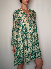 Robe imprimée verte M vintage