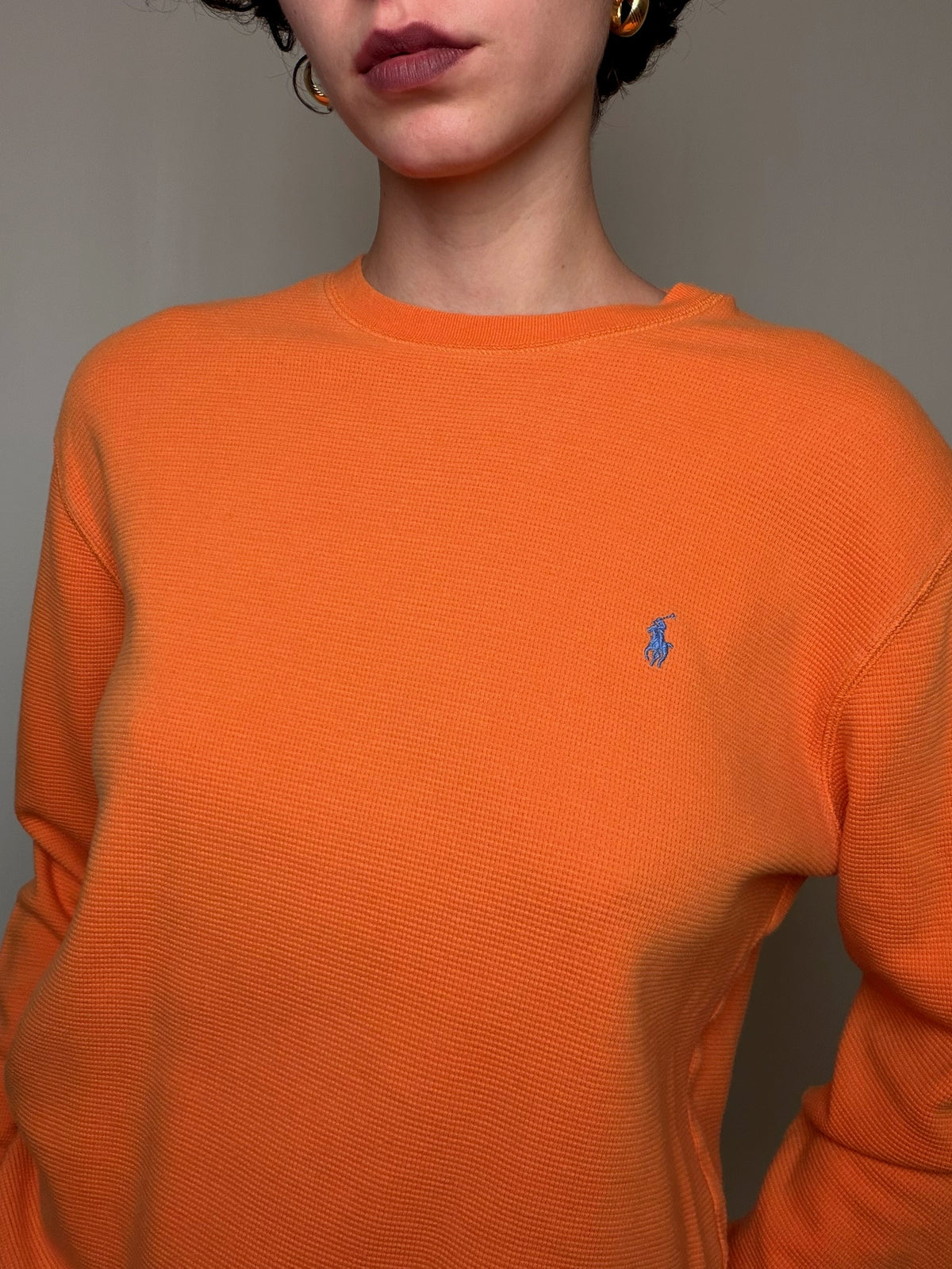 Sweat nid d'abeille Orange Ralph Lauren L vintage