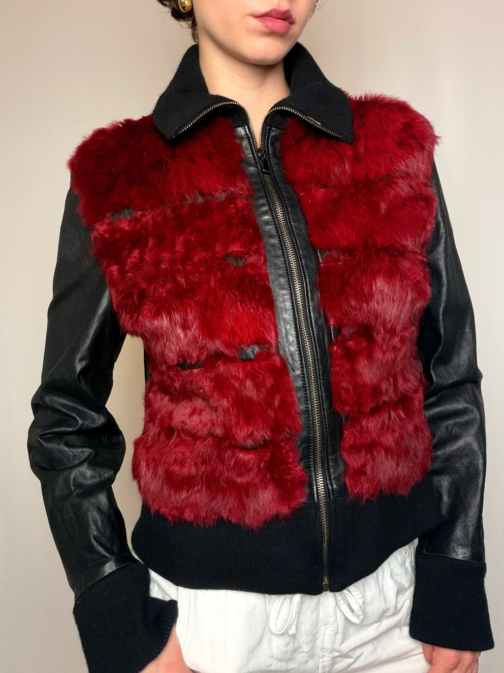 Veste bimatiere Noir Et Rouge S/M vintage