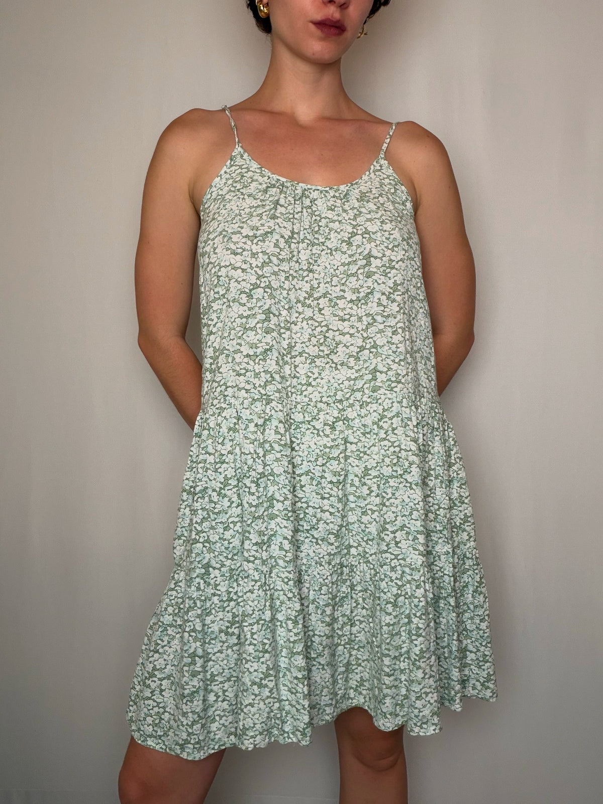 Robe verte à fleurs S vintage