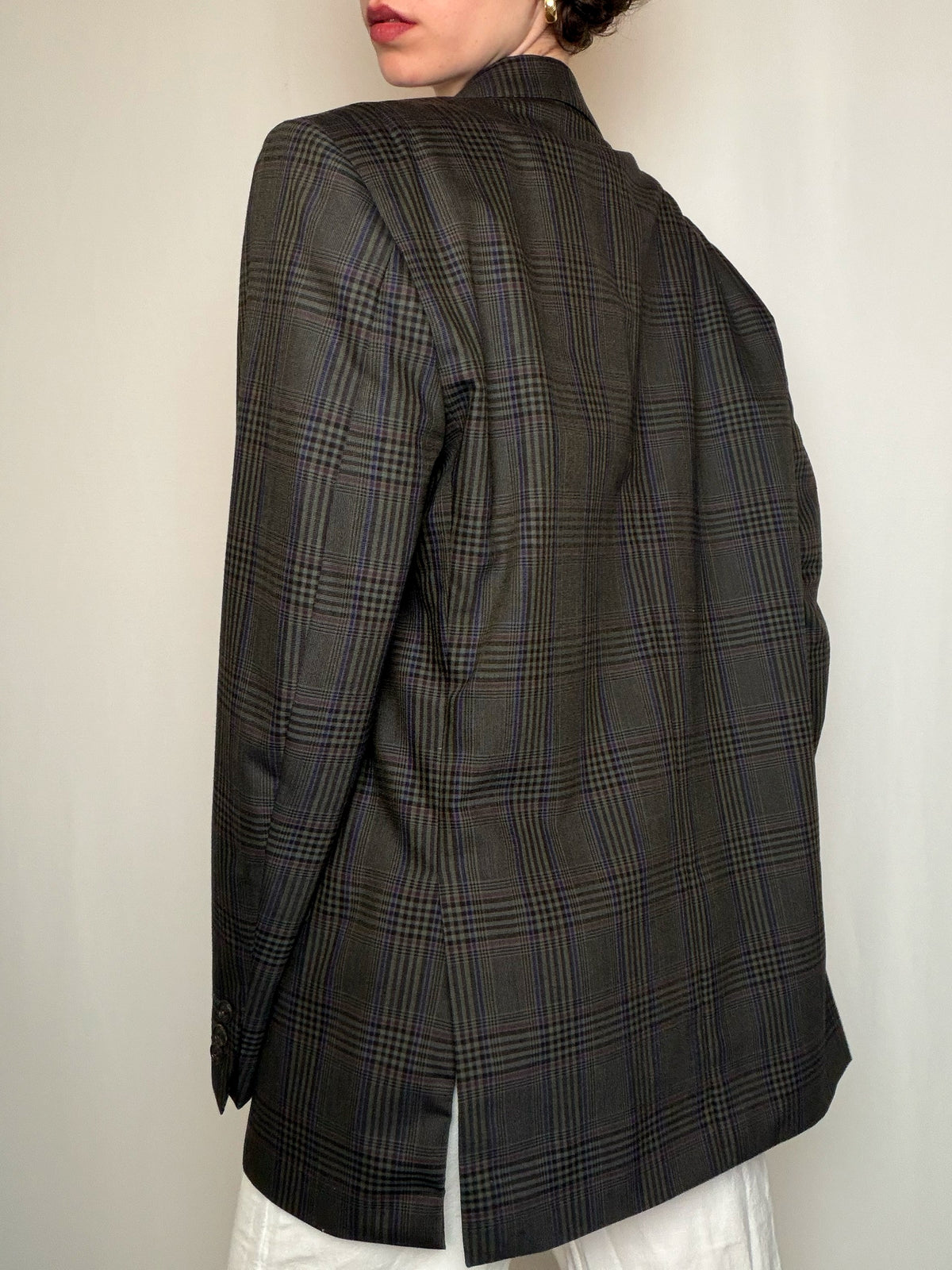 Blazer à carreaux bruns XL vintage