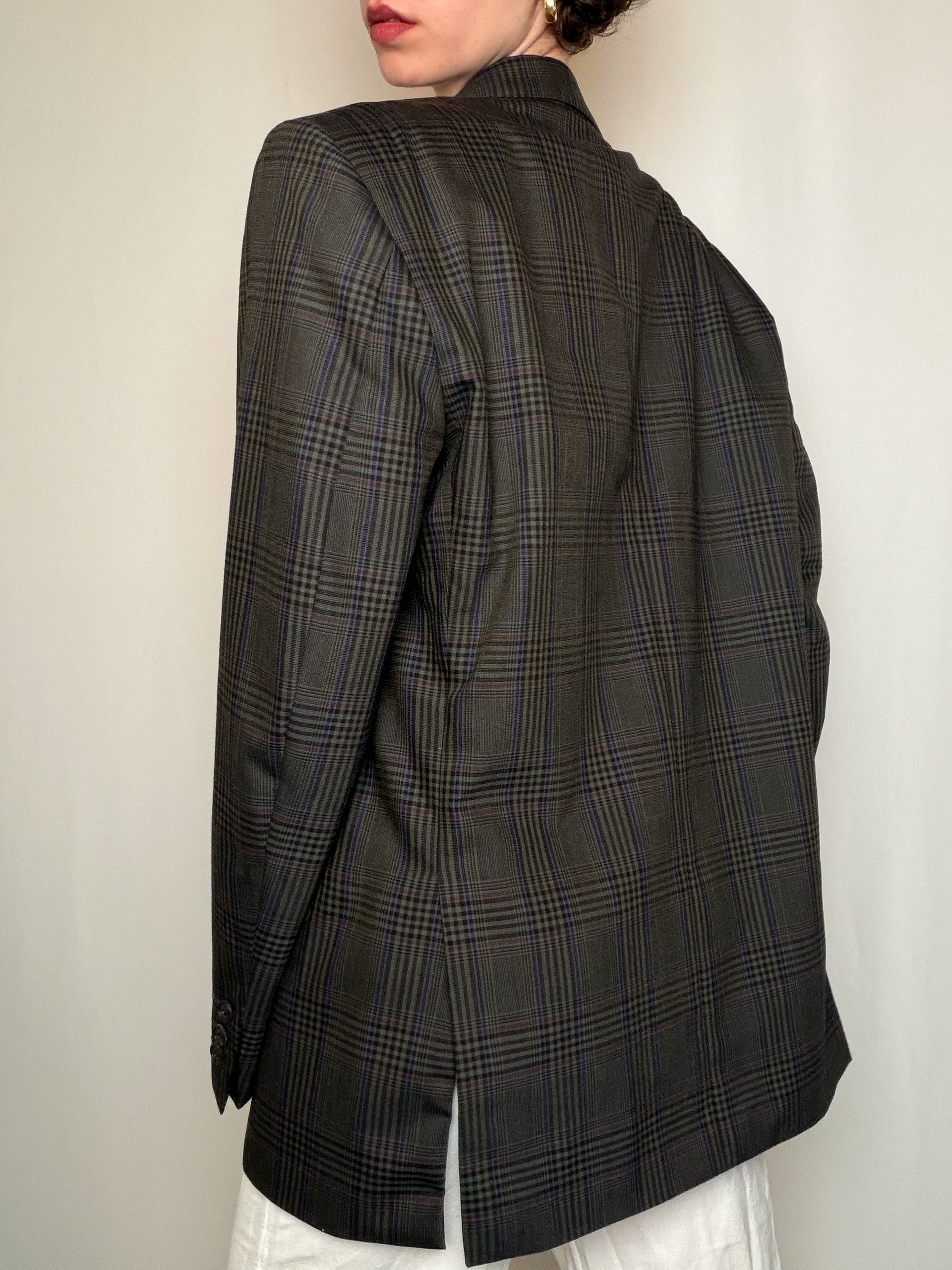 Blazer à carreaux bruns XL vintage