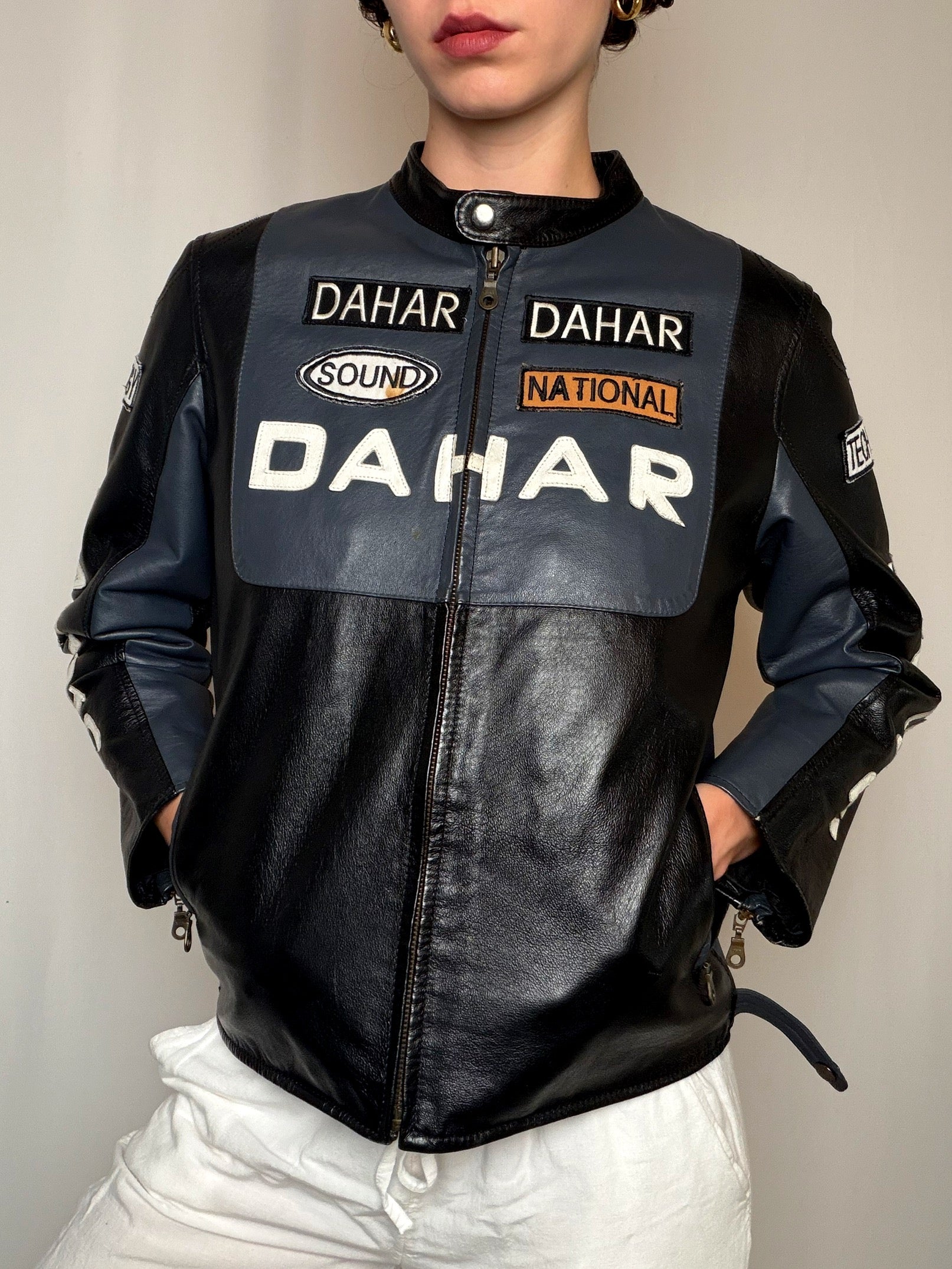 Veste en cuir racing Dahar S/M vintage