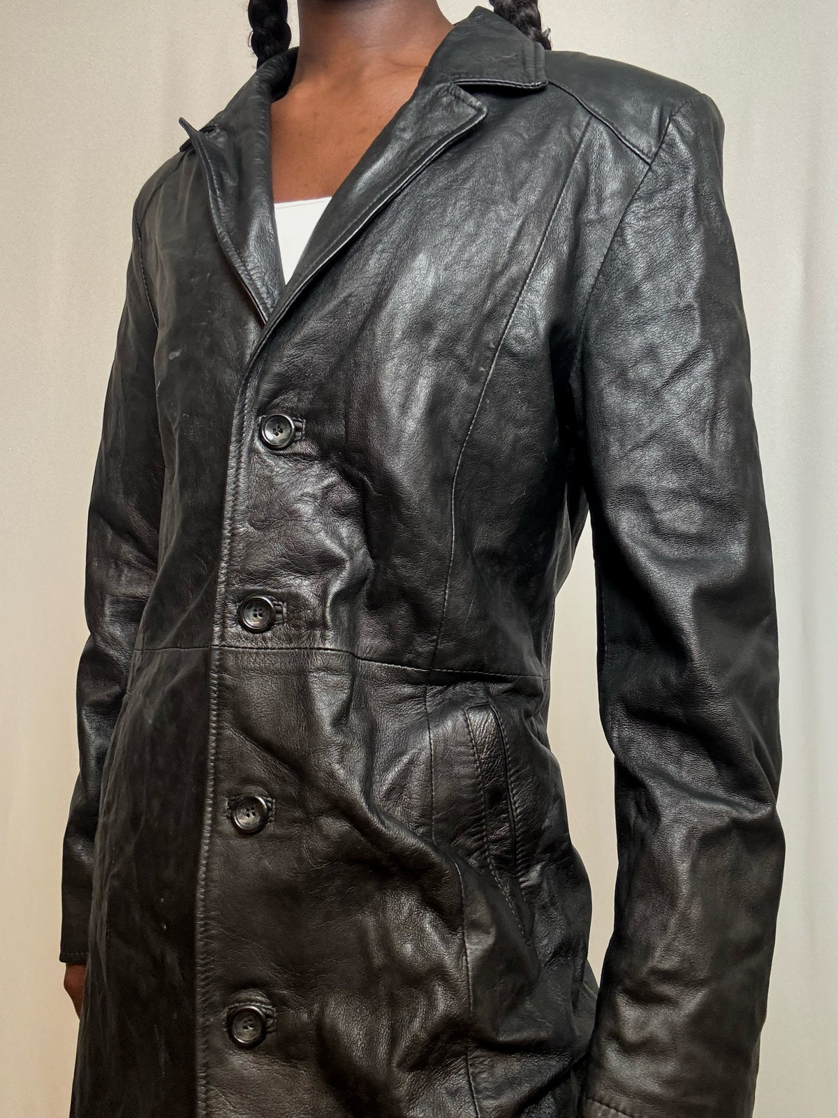 Trench en cuir Noir M vintage