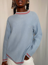 Pull bleu ciel avec détails rouges Timberland M vintage