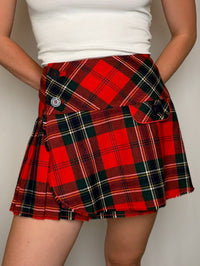 Jupe écossaise rouge tartan S/M vintage