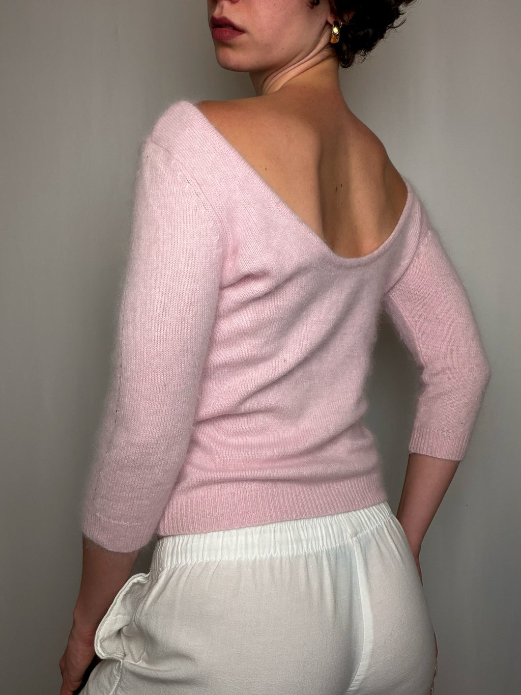 Pull tout doux Rose Nafnaf S vintage