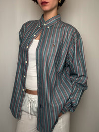 Chemise Rayé Bleu Pétrole / Bordeaux Ralph Lauren M/L vintage