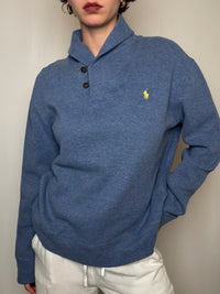 Pull col chale bleu Ralph Lauren L vintage