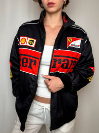 bomber noire et rouge Ferrari L vintage