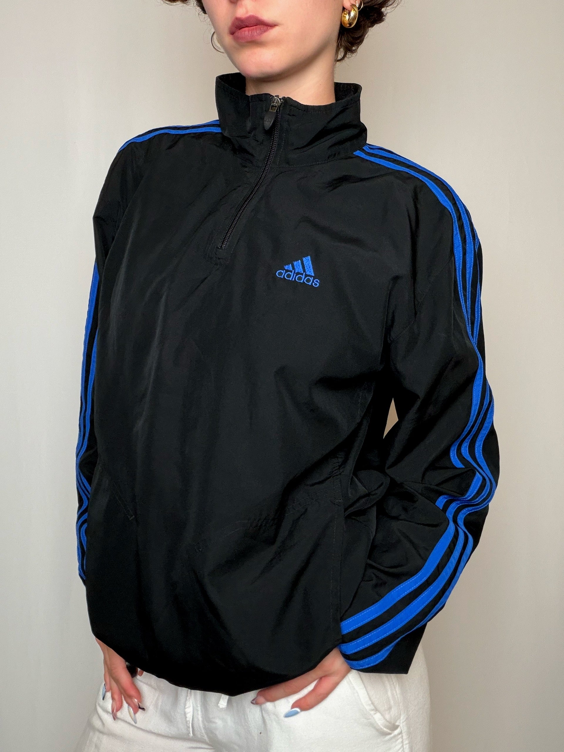 Jacket de sport Noir Et Bleu Adidas S vintage