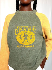 Pull moutarde et kaki vintage