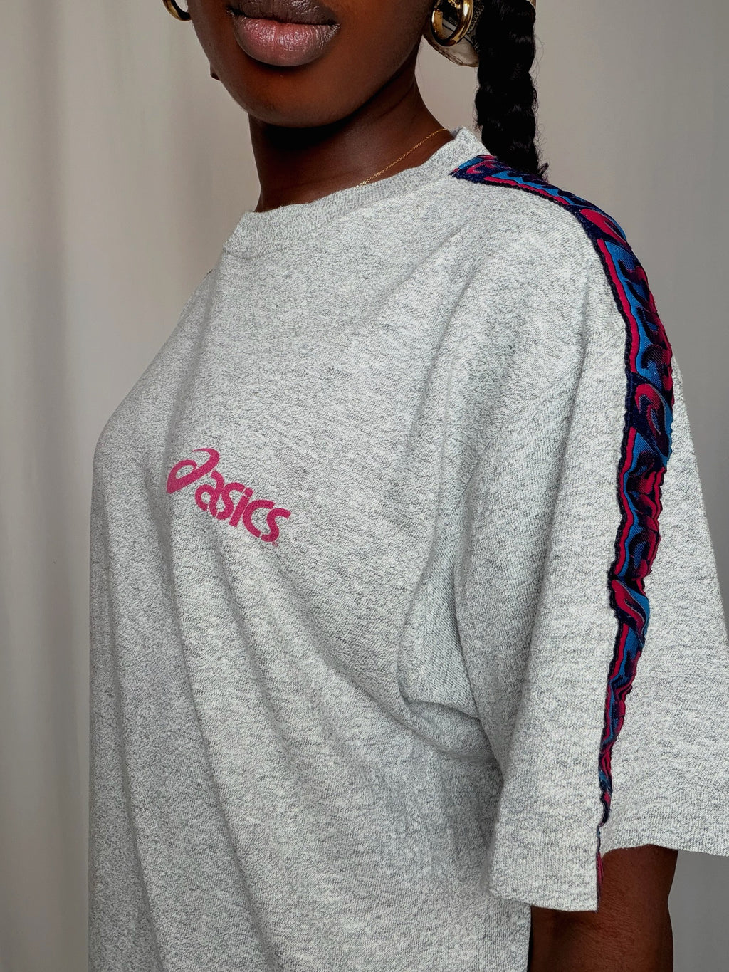 Tshirt gris chiné Asics M vintage