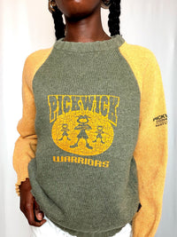 Pull moutarde et kaki vintage