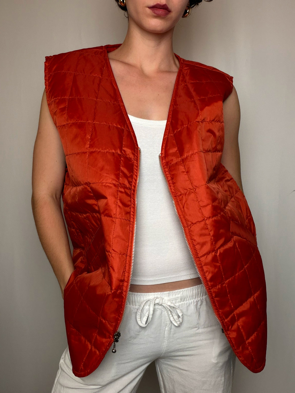 Gilet matelassé orange M vintage