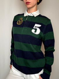 Polo de rugby Vert et marine Tommy Hilfiger M vintage