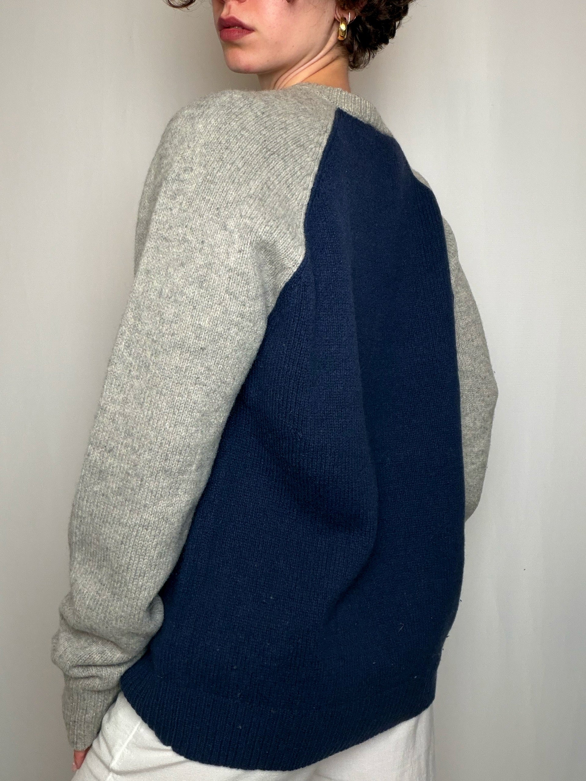 Pull marine et gris Ralph Lauren XL vintage