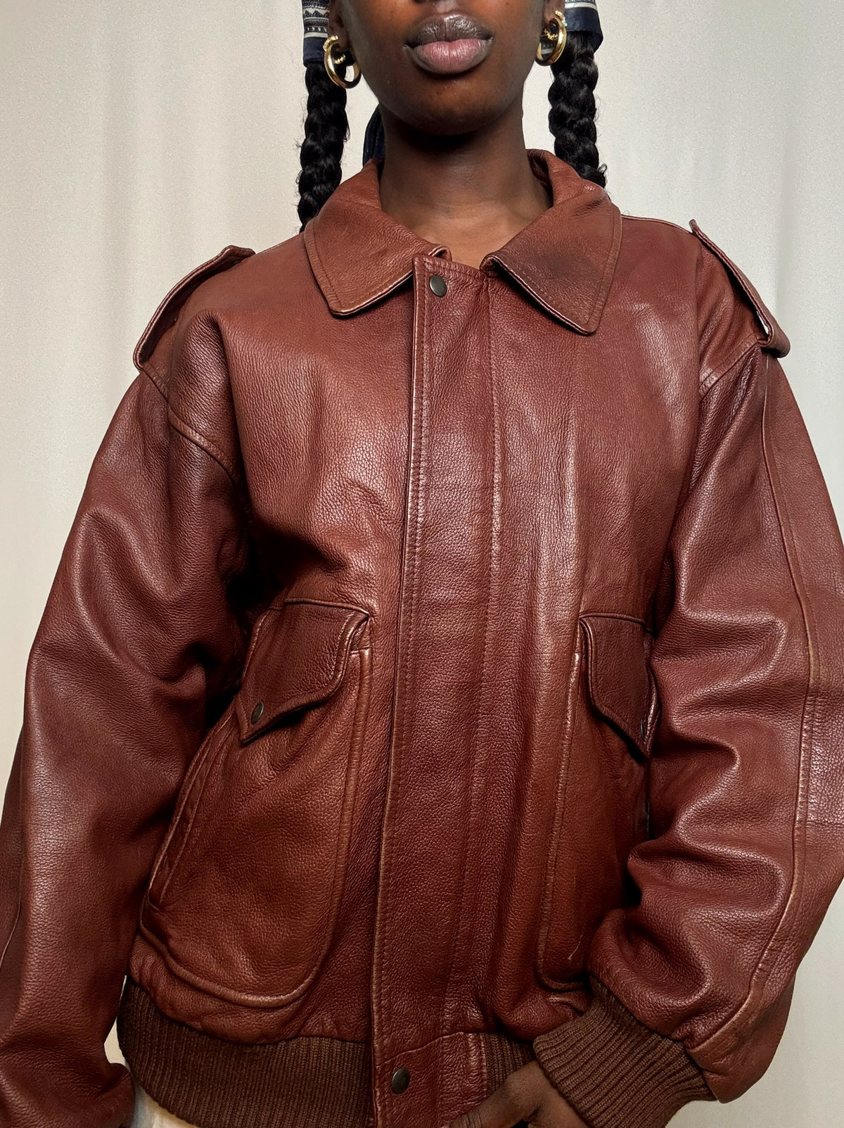 Blouson en cuir brune XL vintage