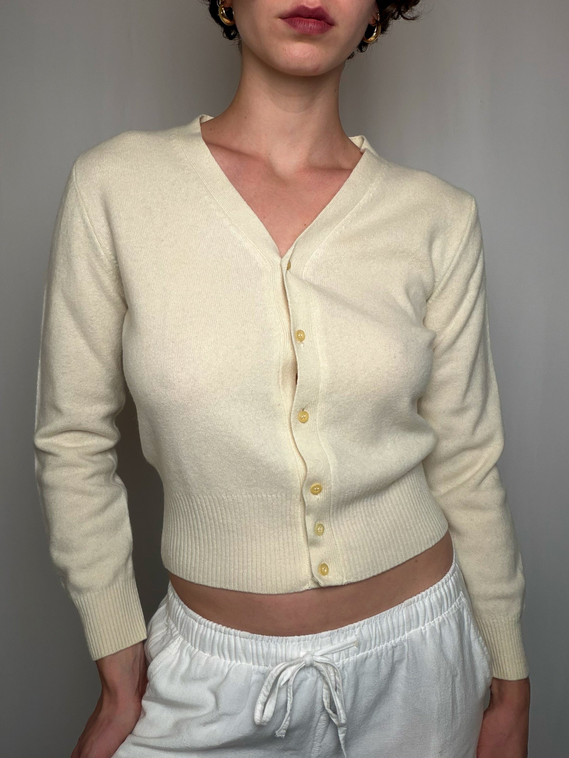 cardigan Écru Benetton S vintage