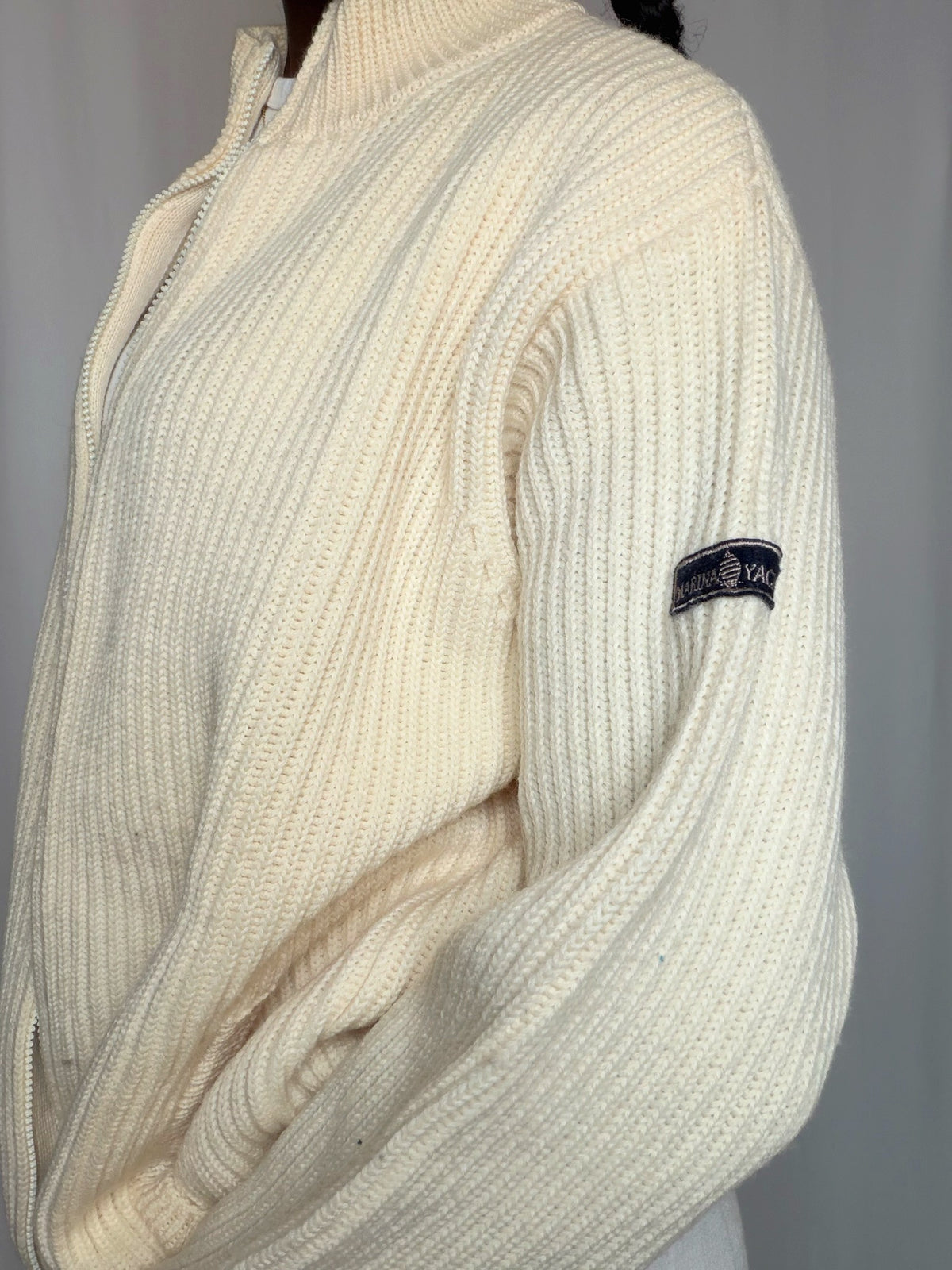 Cardigan à zip Écru Marina Yachting L vintage