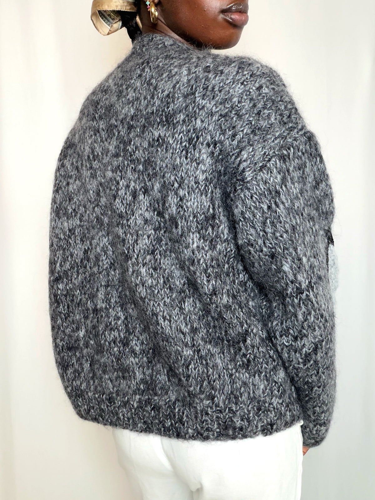 Cardigan tricoté gris M/L vintage