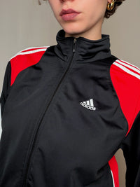Jacket de sport noir et rouge Adidas XL vintage
