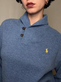 Pull col chale bleu Ralph Lauren L vintage