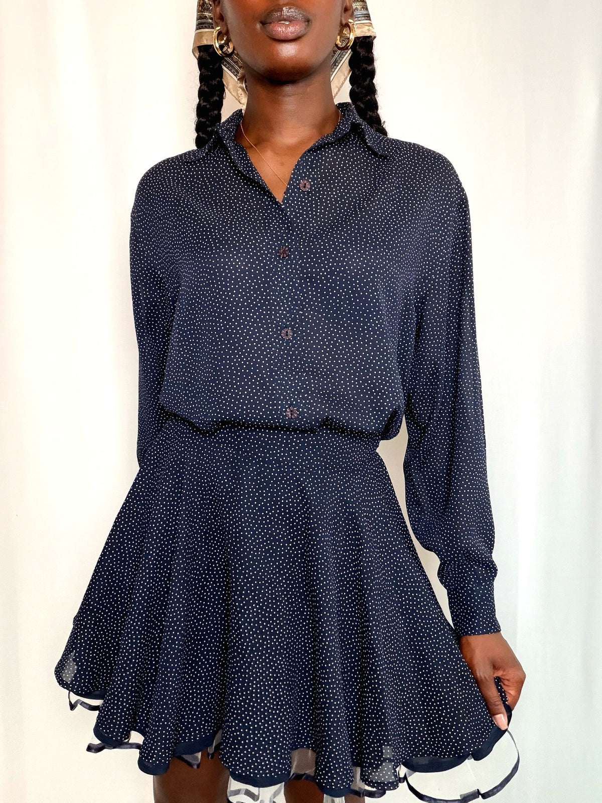 Ensemble marine à pois vintage