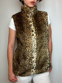 Gilet en fausse fourrure léopard M vintage