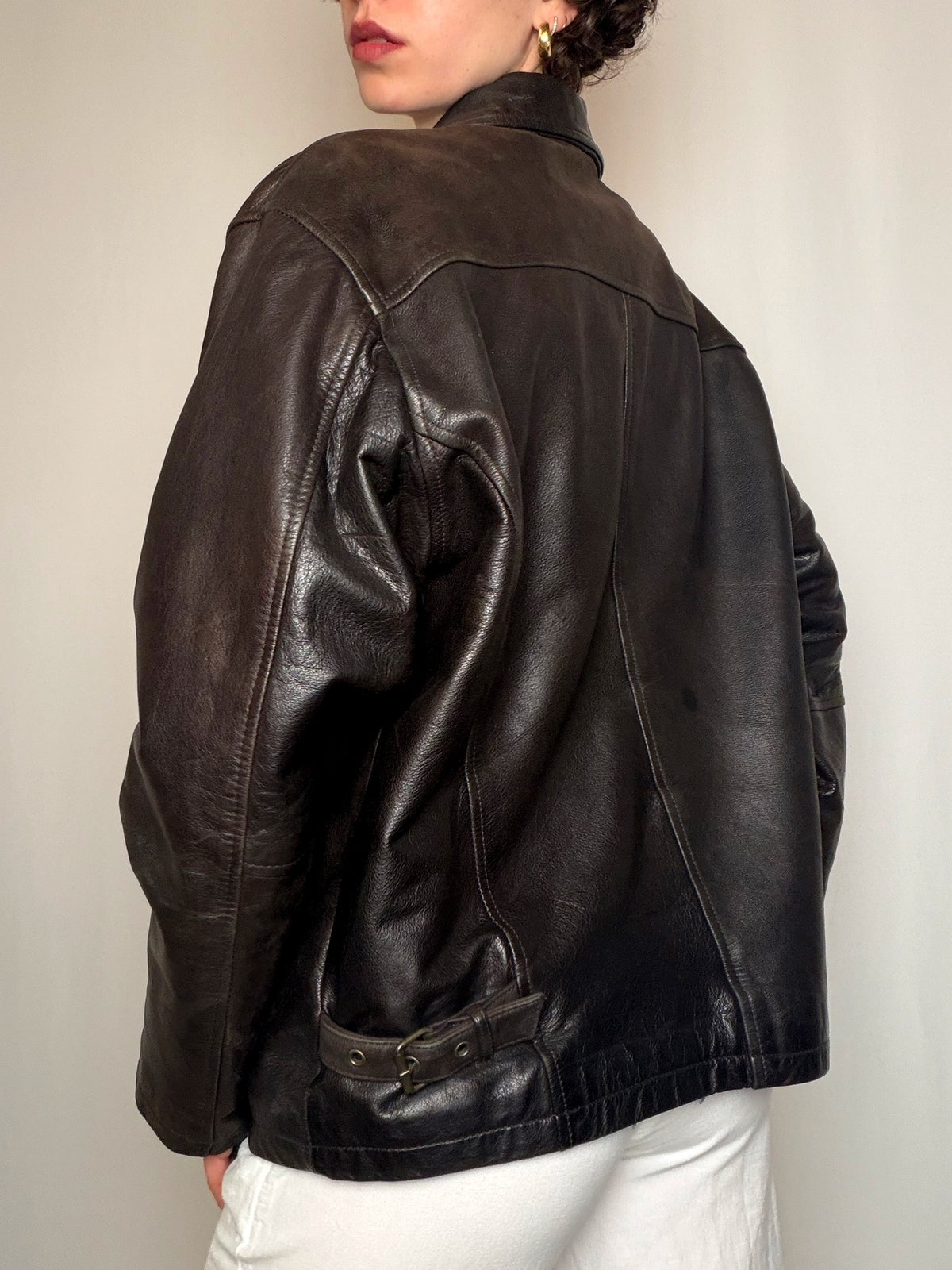 Veste en cuir brune M vintage