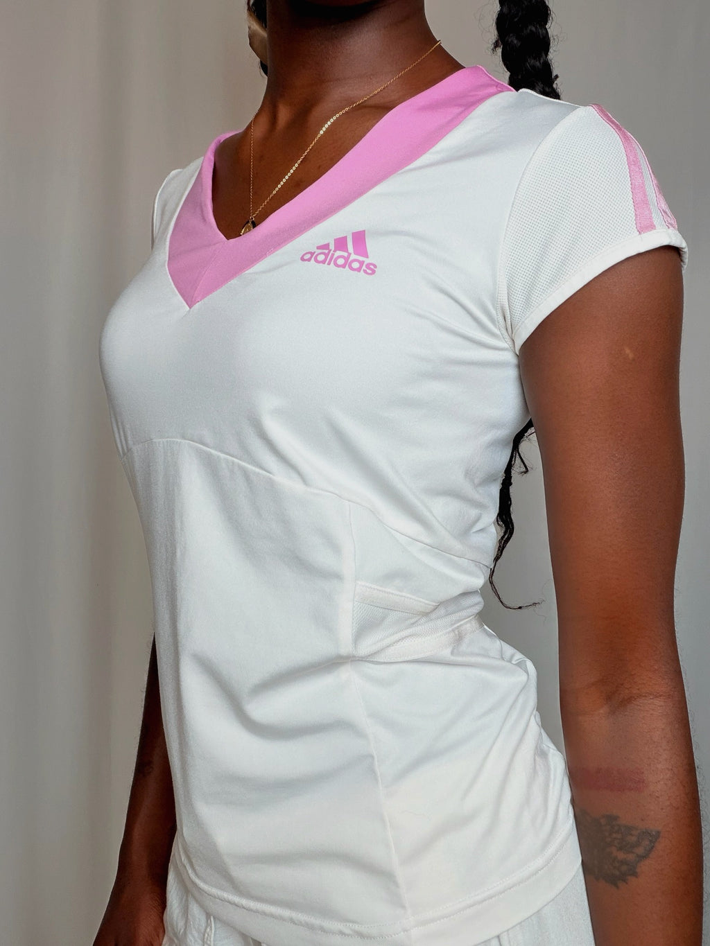 Tshirt Blanc Et Rose Adidas M vintage