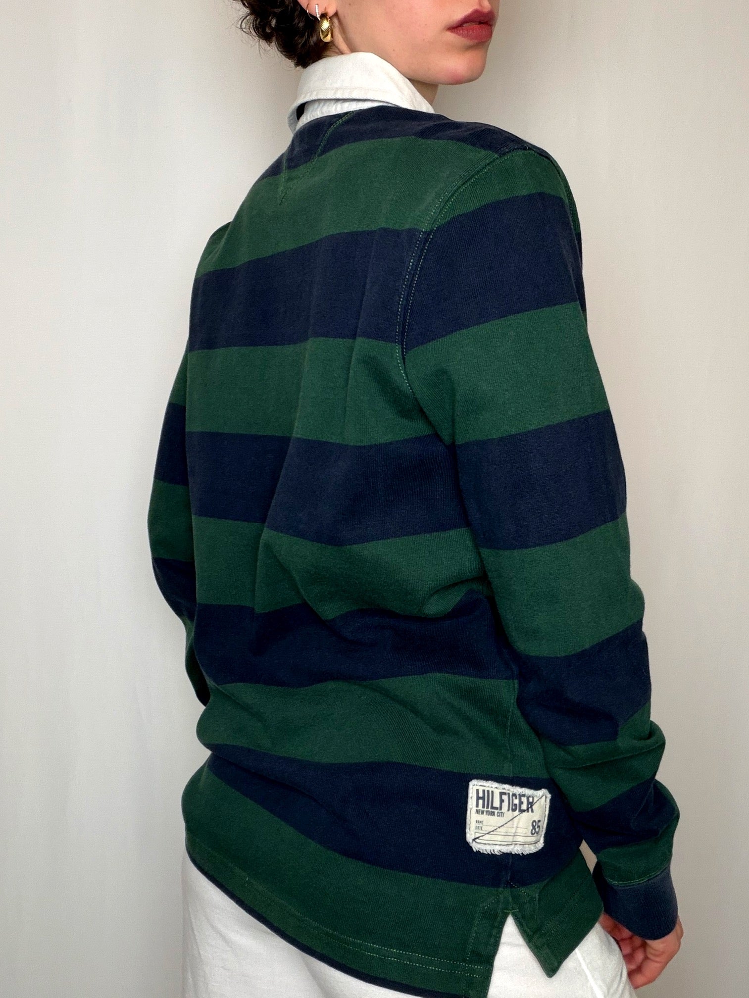 Polo de rugby Vert et marine Tommy Hilfiger M vintage