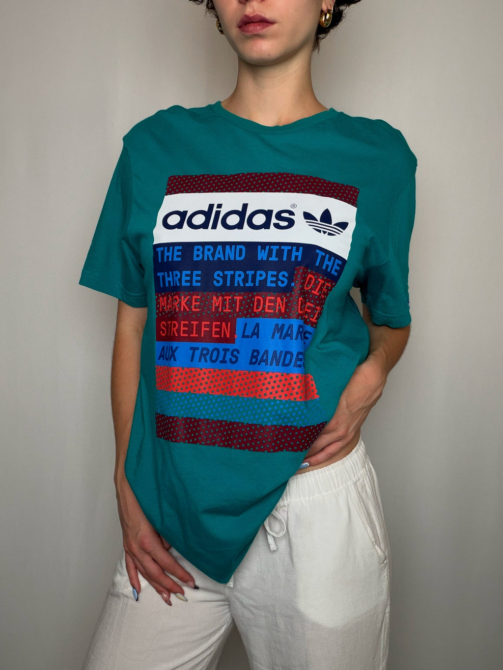 T-shirt Vert Turquoise Adidas XL vintage