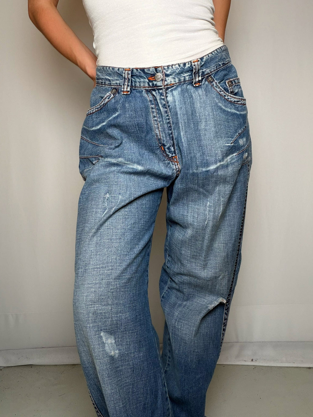 Jean bleu délavé Over-d M/L vintage