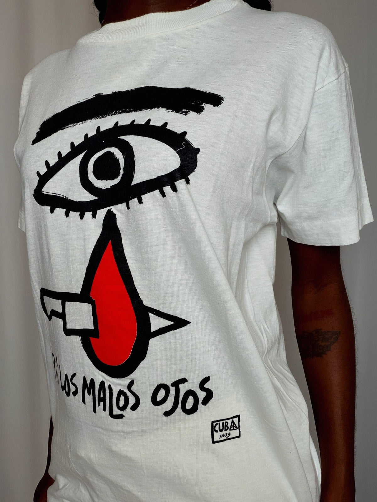 Tshirt imprimé blanc Cuba M/L vintage